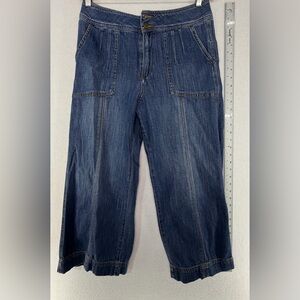 Women's Dark Blue Denim Cropped Jeans